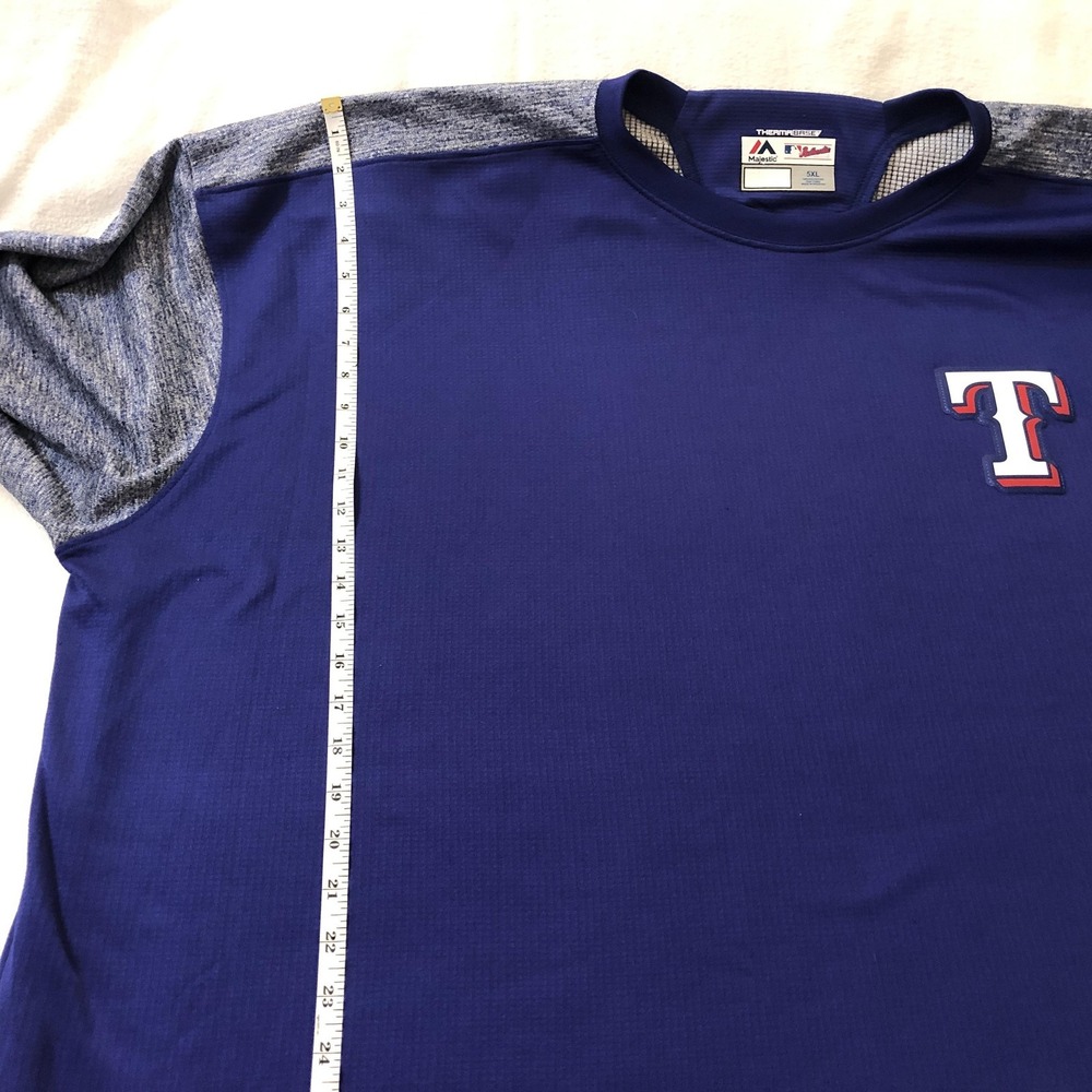 Texas Rangers Shirt Mens 5XL Blue Long Sleeve MLB Baseball Majestic ThermaBase - Picture 8 of 10